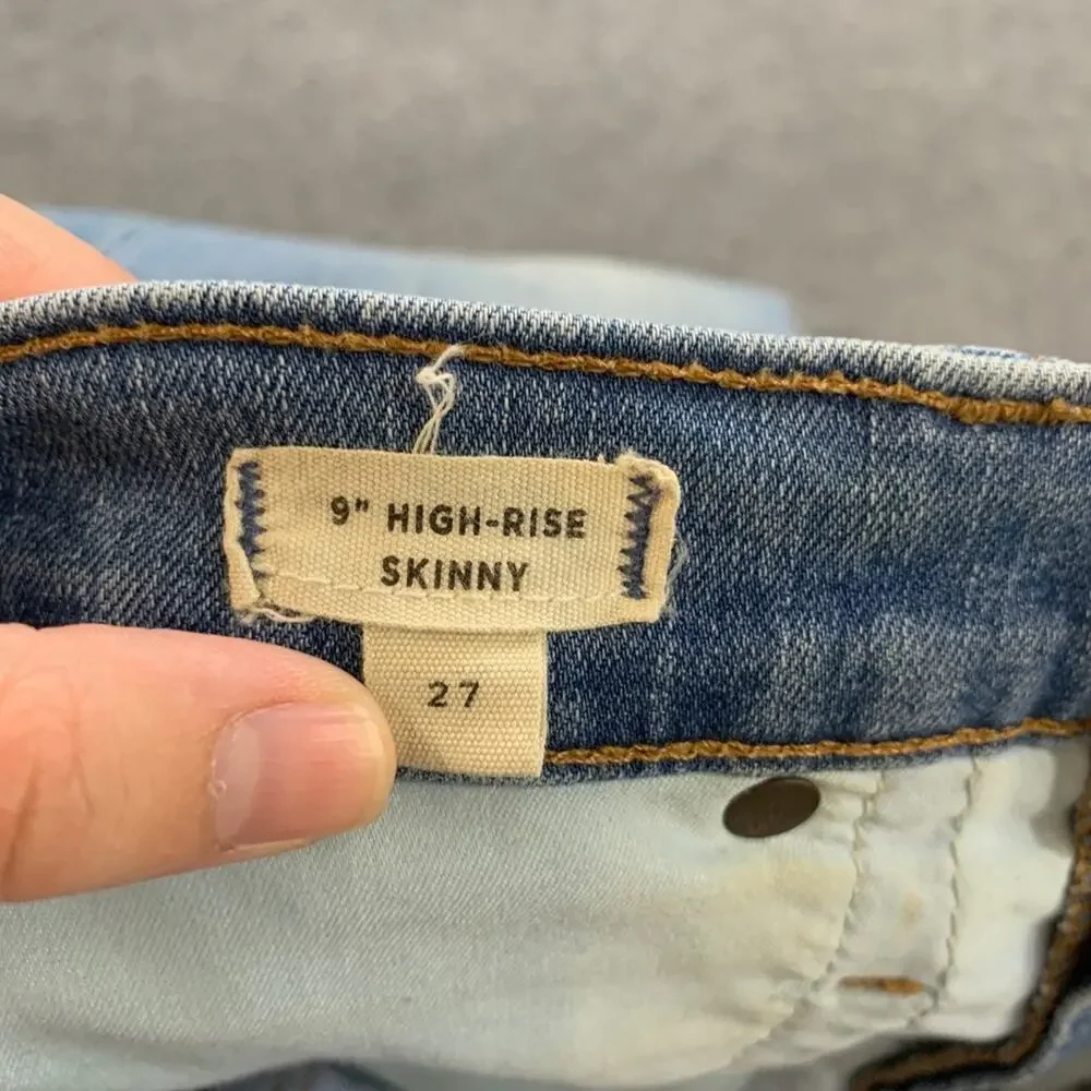 Madewell Jeans Womens 27 Denim High Rise Skinny Ontario Wash Distressed Raw Hem
